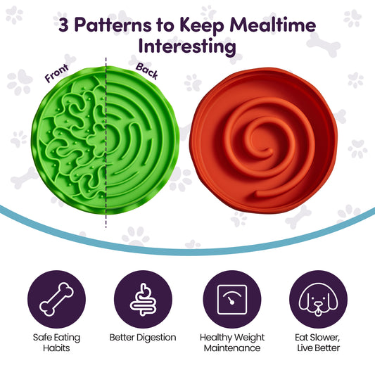 5-in-1 Slow Feeder Dog Bowl & Dining Set, Cats Too | Portable Burger Design, 2 Slow Feeders, Lick Mat, Travel-Friendly, BPA-Free