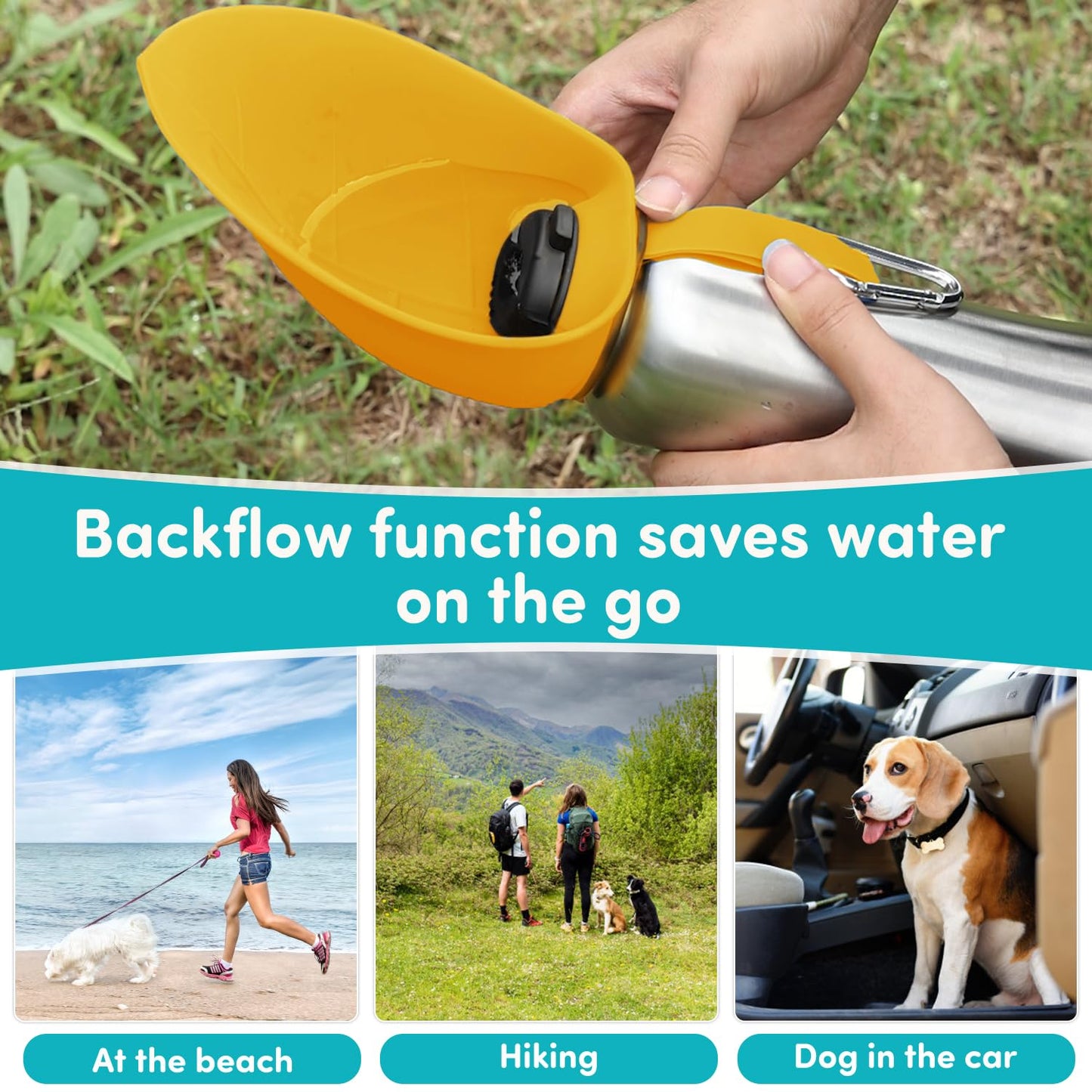 **800ml Fold-Out Dog Water Bottle (Stainless Steel - Sunset Yellow)**
“Perfect for Long Trips, Hiking, and Travel”
