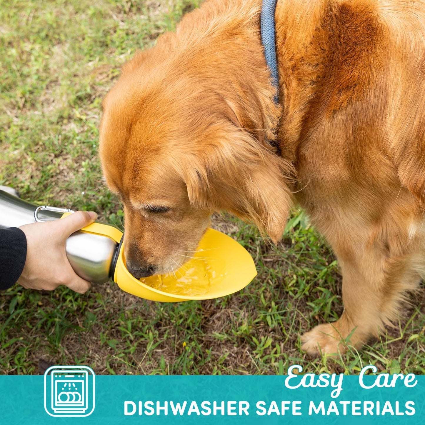 **800ml Fold-Out Dog Water Bottle (Stainless Steel - Sunset Yellow)**
“Perfect for Long Trips, Hiking, and Travel”