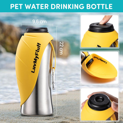 **800ml Fold-Out Dog Water Bottle (Stainless Steel - Sunset Yellow)**

“Perfect for Long Trips, Hiking, and Travel”